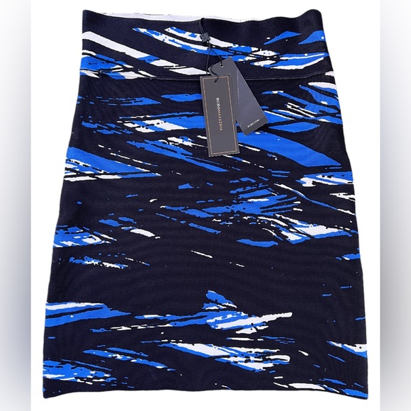 BCBGMAXAZRIA NEW Blue Black Bandage Skirt Size Small NWT - Picture 2 of 8